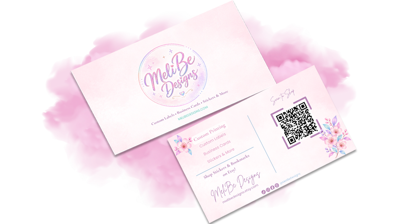 Custom MeliBe Designs business card examples